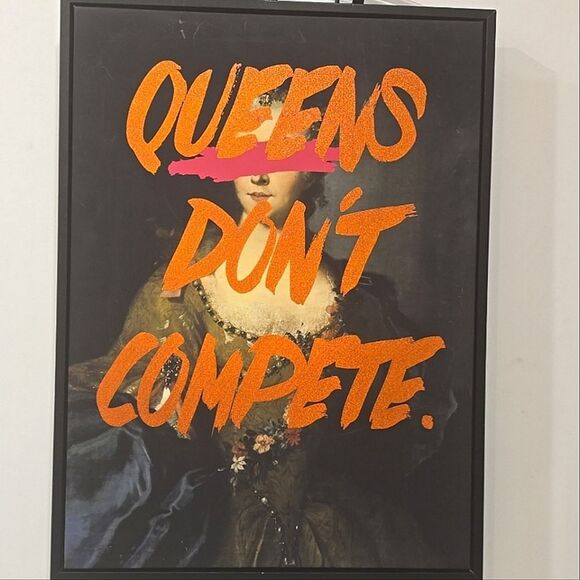 Crystal Luxe, "QueensDon't Compete" Graphic Framed Canvas Wall Decor - Picture 2 of 6